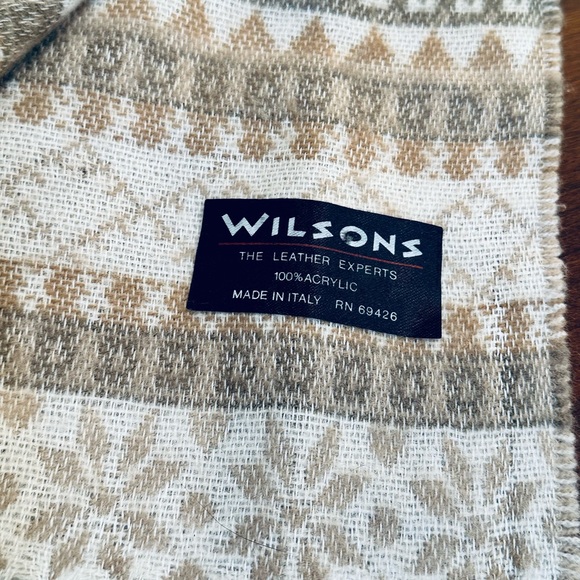 VTG Wilsons Soft Acrylic Neutral Snowflake Wide Scarf Made in Italy - Picture 6 of 8